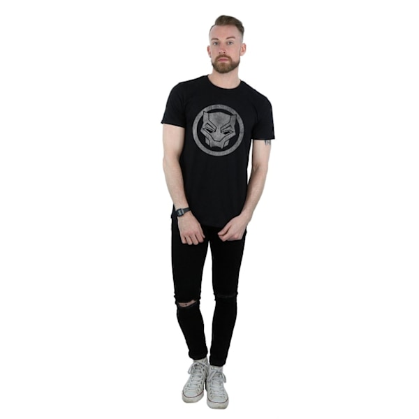 Svart Panther Herr Distressed Logo Bomull T-shirt L Svart Black L