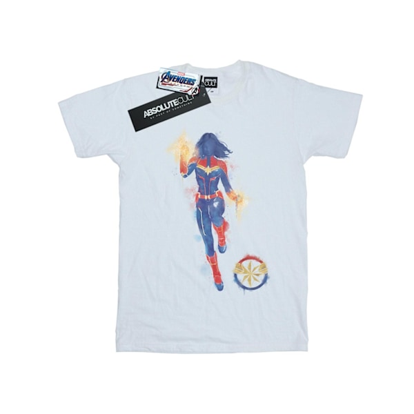 Marvel Girls Avengers Endgame Målad Captain Marvel Bomull T-shirt 5-6 år White 5-6 Years