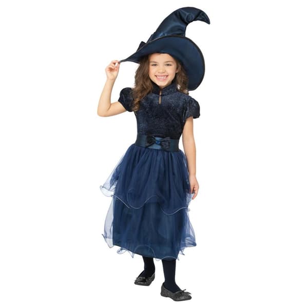 Smiffys Flickor Deluxe Midnatts Häxdräkt 7-9 År Blå Blue 7-9 Years