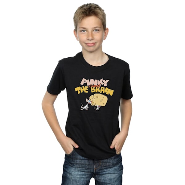 Animaniacs Boys Pinky And The Brain Cheese Head T-Shirt 7-8 År Black 7-8 Years