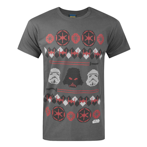 Star Wars Darth Vader Fair Isle Jul T-shirt S Charco för män Charcoal S