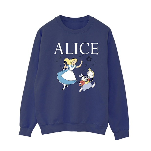 Disney Dam/Damer Alice I Spegellandet Följ Kaninen Sweatshirt Navy Blue XXL