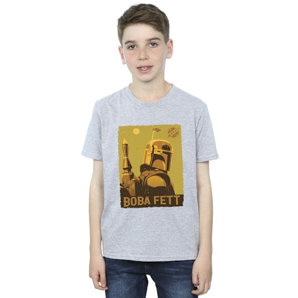 Star Wars Boys The Book Of Boba Fett Planetary Stare T-Shirt 7- Sports Grey 7-8 Years