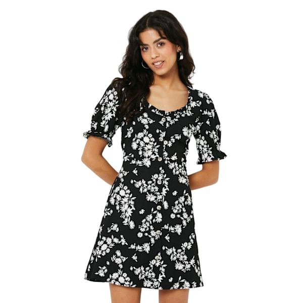 Dorothy Perkins Dam/Dam Ditsy Mönstrad Knytband Petite Mini Black/White 16 UK