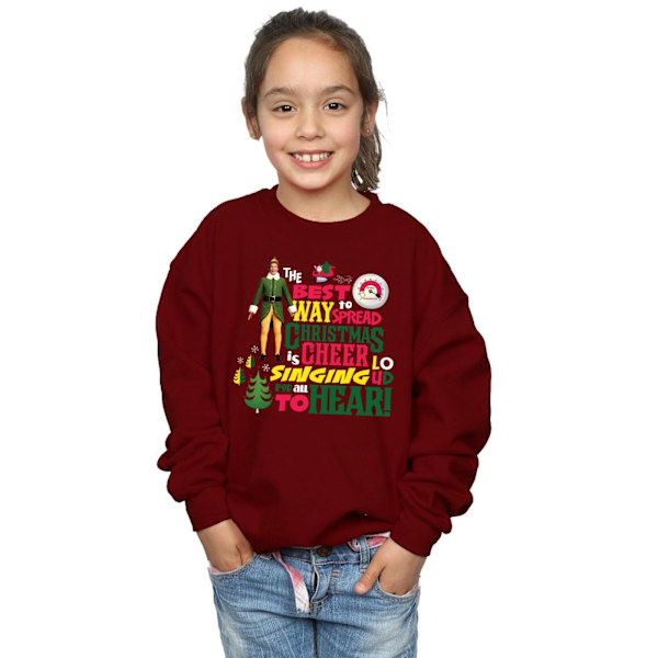 Elf Girls Christmas Cheer Sweatshirt 9-11 år Bourgogne Burgundy 9-11 Years