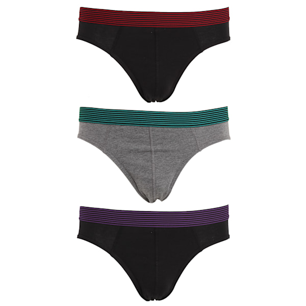 Tom Franks herrbriefs underkläder med randig midja (3-pack Red/Teal/Purple Medium