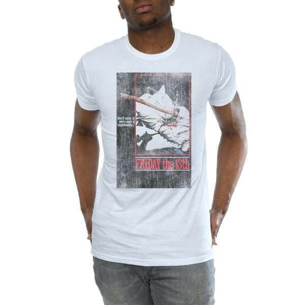 Fredag ​​13:e Män Distressed Axe Poster T-shirt XXL Vit White XXL
