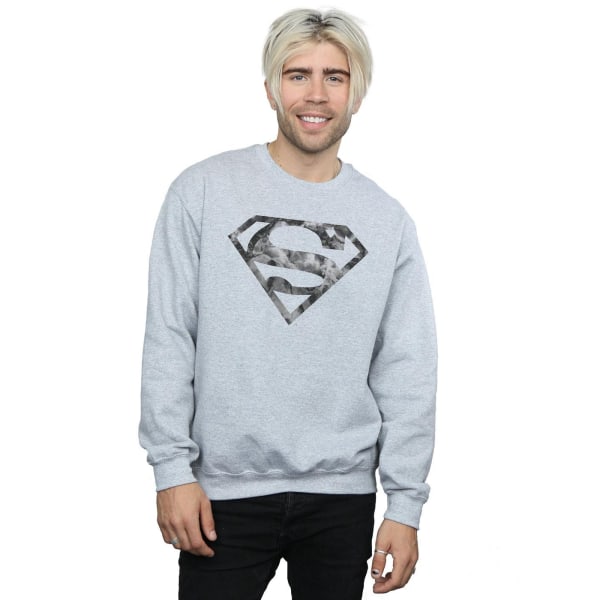Superman Män Marble Effect Logo Sweatshirt S Sports Grey Sports Grey S