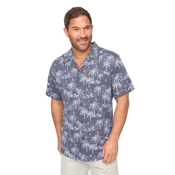 Bewley & Ritch Herr Arecas Palm Print Polyester Kortärmad S Navy M