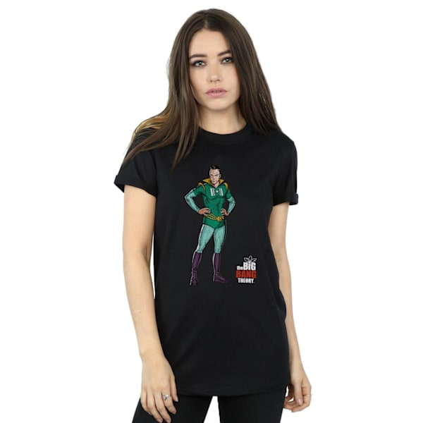 The Big Bang Theory Dam/Damer Sheldon Superhjälte Bomull Pojkvän T-shirt Black M