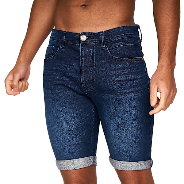 Crosshatch Herr Tadcaster Denim Shorts 36R Mörk Tvätt Dark Wash 36R