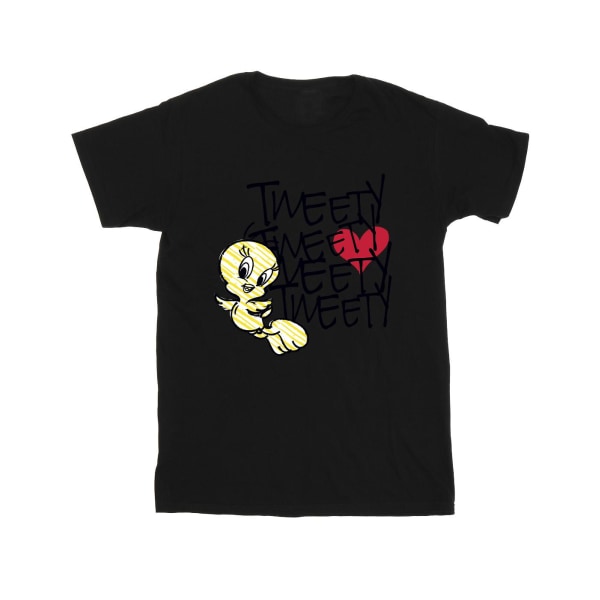 Looney Tunes Girls Tweety Love Heart T-shirt i bomull 3-4 år B Black 3-4 Years