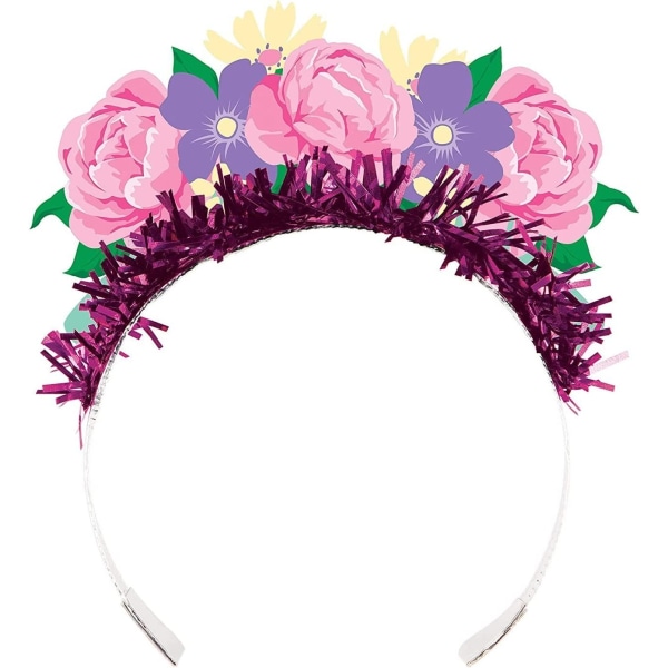 Creative Party Fairy Floral Tea Party Tiara (4-pack) One Size Purple/Pink/Yellow One Size