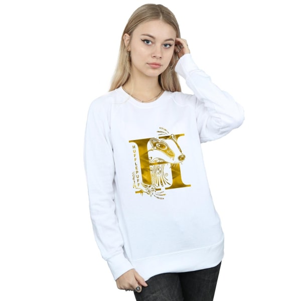 Harry Potter Dam/Kvinnor Hufflepuff Badger Sweatshirt L Vit White L