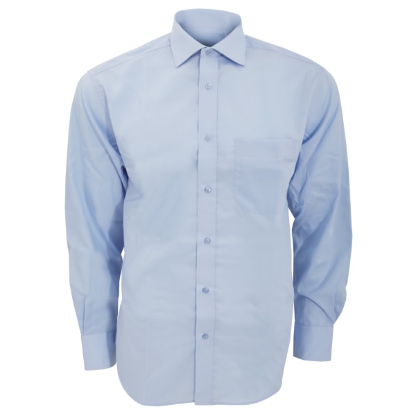 Kustom Kit Herr Premium icke-järn långärmad skjorta 16,5 tum Lig Light Blue 16.5inch