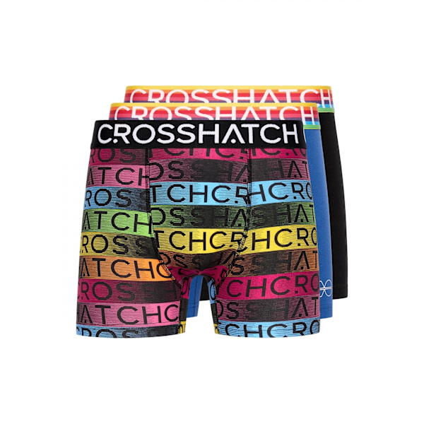 Crosshatch herrregnbågsmixade boxershorts (3-pack) M svart Black M