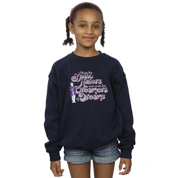 Willy Wonka Girls Dreamers Text Sweatshirt 7-8 år Marinblå Navy Blue 7-8 Years