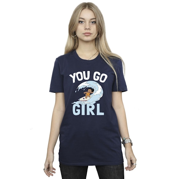 Disney Dam/Kvinnor Lilo Och Stitch You Go Girl Bomull Boyfriend Navy Blue 3XL