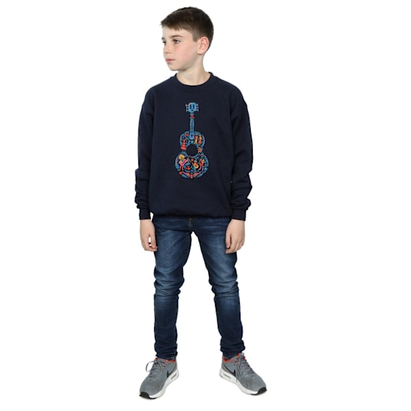 Disney Boys Coco Gitarr Mönster Sweatshirt 7-8 År Marinblå Navy Blue 7-8 Years