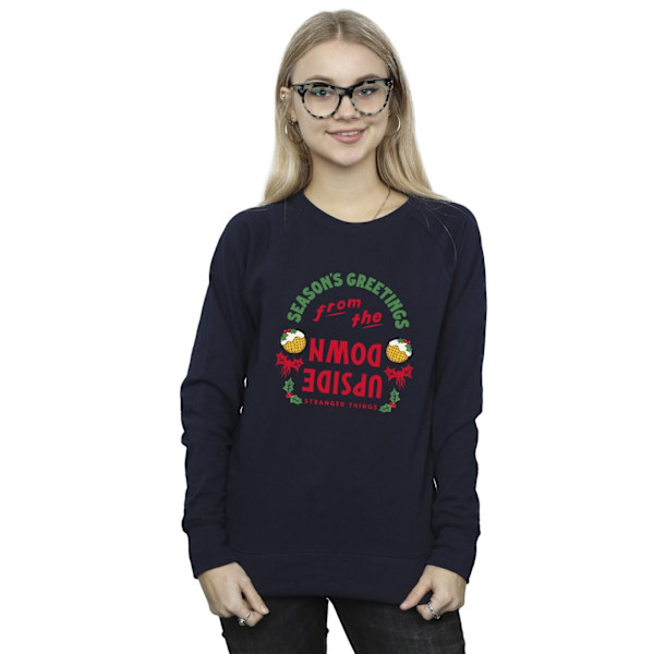 Netflix Dam/Kvinnor Stranger Things Upside Down Seasons Greet Navy Blue XL