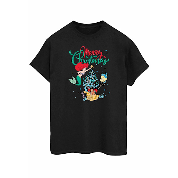 Disney Womens/Ladies Princess Ariel Merry Christmas Cotton Boyf Black XXL