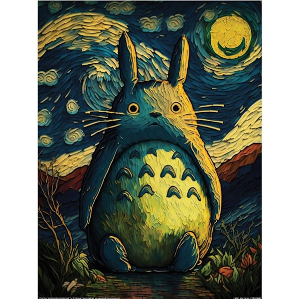 Ada Ingram Totoro Natt Tryck 40cm x 30cm Flerfärgad Multicoloured 40cm x 30cm