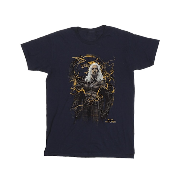 Netflix The Witcher Smoking Wolf T-shirt för män, marinblå, storlek S Navy Blue S