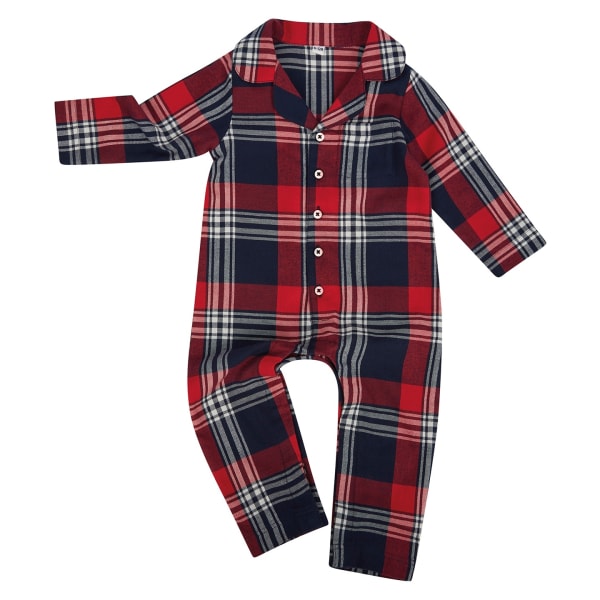 Larkwood Baby Tartan Allt-i-ett Nattkläder 24-36 månader Röd/Navy Red/Navy 24-36 Months