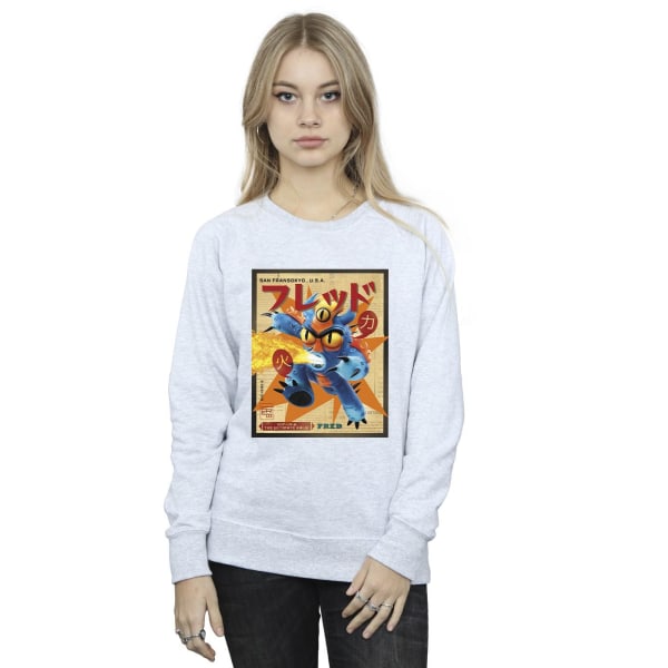 Disney Dam/Kvinnor Big Hero 6 Baymax Fred Tidnings-Sweatshirt Sports Grey S