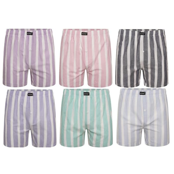 Keanu Herr Pastellrandiga Vävd Boxer Shorts (6-pack) XL Mul Multicoloured XL
