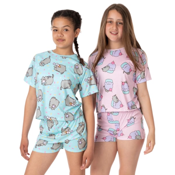 Pusheen Girls Cat Short Pyjamas Set (paket med 2) 11-12 år blå Blue/Pink 11-12 Years