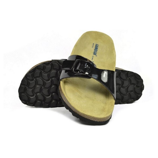 Sanosan Dam/Dam Malaga Lackerade Sandaler 7 UK Svart/Brun Black/Brown 7 UK