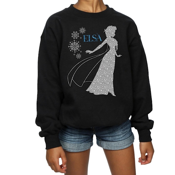 Disney Girls Frozen Elsa Jul Silhouette Sweatshirt 7-8 År Black 7-8 Years