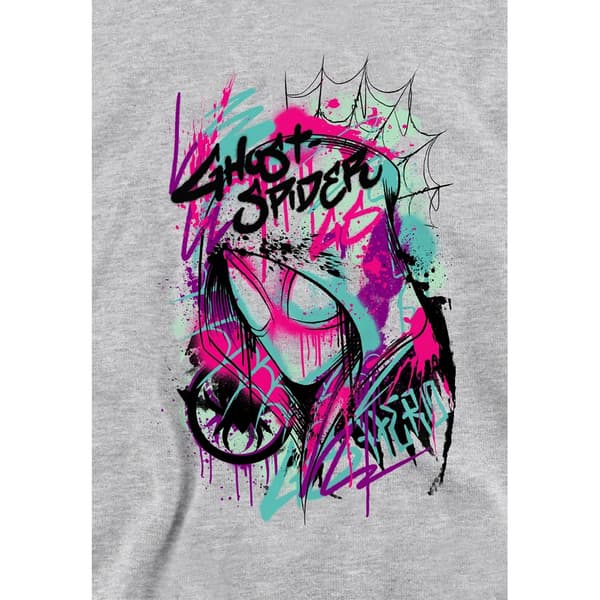 Spider-Man Barn/Barn Ghost-Spider Graffiti Tröja med Huvtröja Athletic Heather 7-8 Years