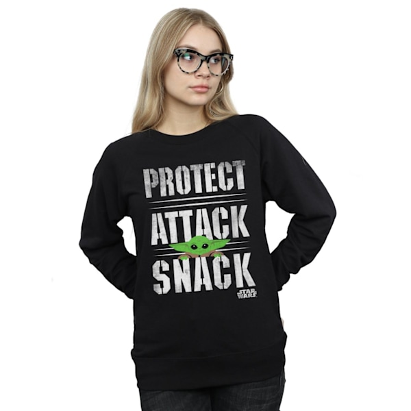 Star Wars Dam/Damer The Mandalorian Protect Attack Snack Sweatshirt S Svart Black S