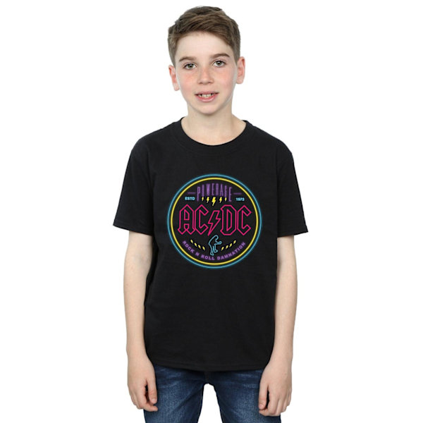 AC/DC Boys Circle Neon T-Shirt 7-8 år Svart Black 7-8 Years