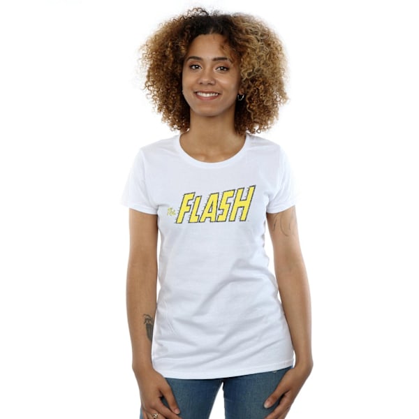 DC Comics Dam/Kvinnor Flash Crackle Logo Bomull T-shirt L Vit White L