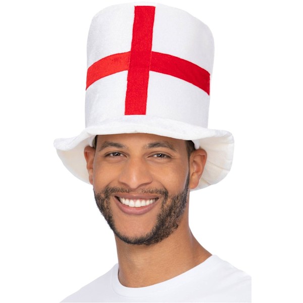 Smiffys Unisex Vuxen Deluxe England Flag Top Hat One Size Vit White/Red One Size