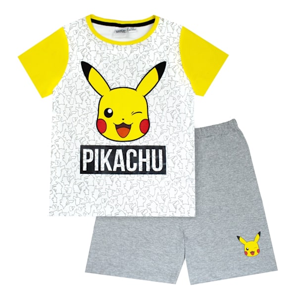 Pokemon Boys Pikachu Face Short Pyjamas Set 7-8 år Marl Grey Marl Grey/Yellow 7-8 Years