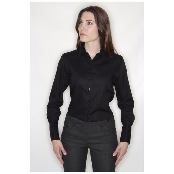 Russell Collection Dam/Kvinnors Långärmad Ultimate Non-Iron Black M