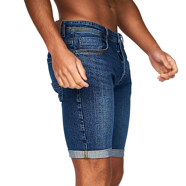 Crosshatch herr Tadcaster denimshorts 38R mellanblå tvätt Mid Wash 38R