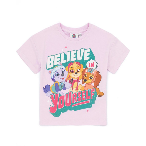 Paw Patrol Girls Believe In Yourself T-shirt (paket med 2) 5-6 Ye Pastel Purple/Brown 5-6 Years