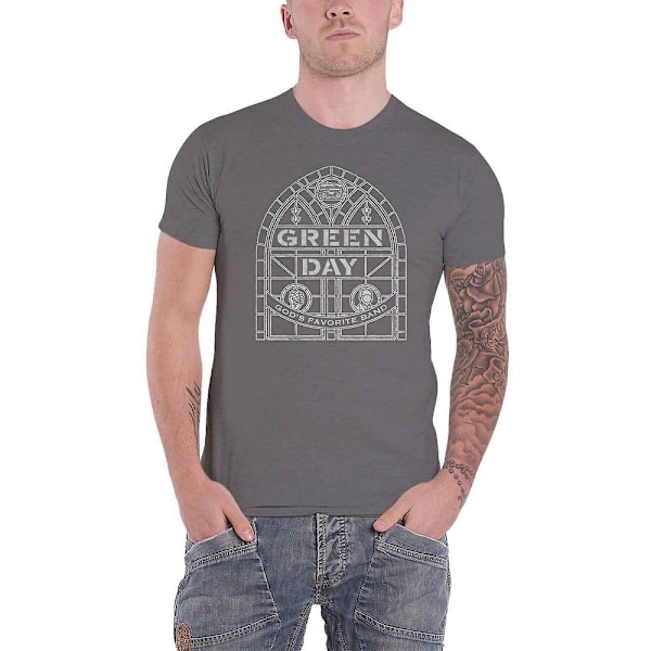 Green Day Unisex Adult Stained Glass T-Shirt M Charcoal Grey Charcoal Grey M