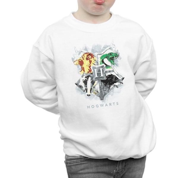 Harry Potter Pojkar Hogwarts Målad Crest Sweatshirt 7-8 År W White 7-8 Years