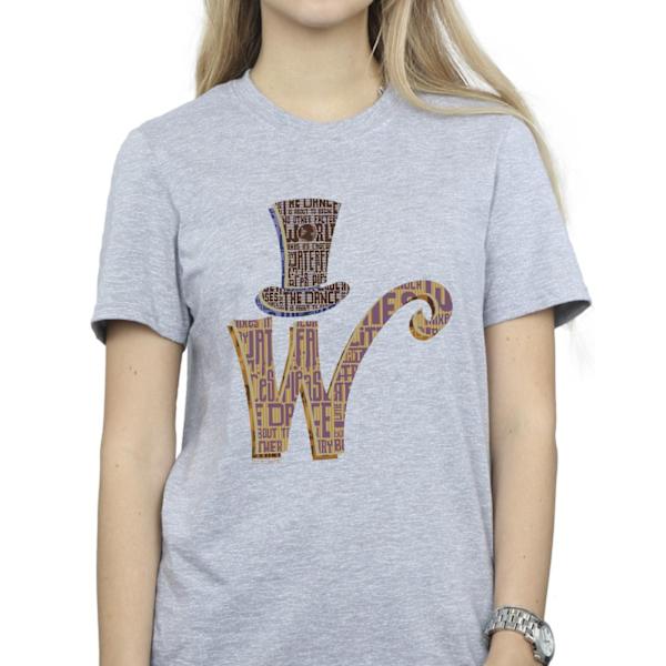 Willy Wonka Dam/Damer W Logotyp Hatt Bomull Boyfriend T-Shirt S Sports Grey S