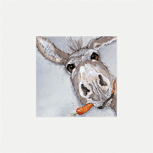 Bev Davies Crunchy Donkey Monterad Tryck 30cm x 30cm Grå/Brun/ Grey/Brown/White 30cm x 30cm