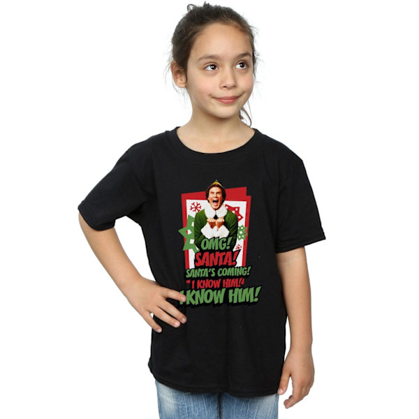 Elf Girls OMG Santa Bomull T-shirt 12-13 år Svart Black 12-13 Years