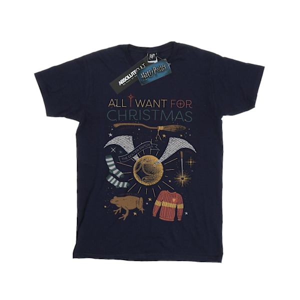 Harry Potter Girls All I Want For Christmas Bomull T-shirt 12-1 Navy Blue 12-13 Years