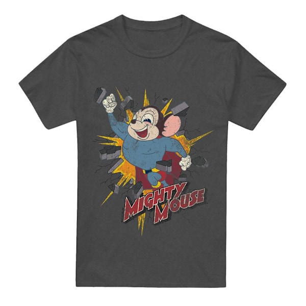 Mighty Mouse Unisex Vuxen Break Through T-Shirt 3XL Kolgrå Charcoal 3XL