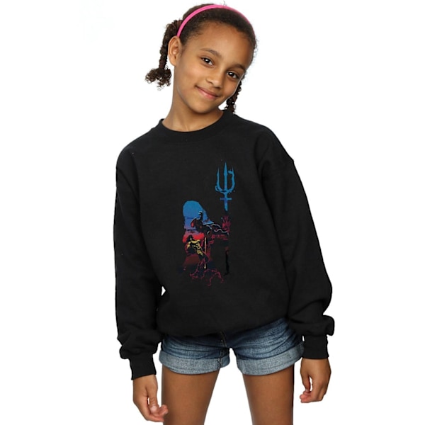 DC Comics Girls Aquaman Battle Silhouette Sweatshirt 12-13 år Black 12-13 Years